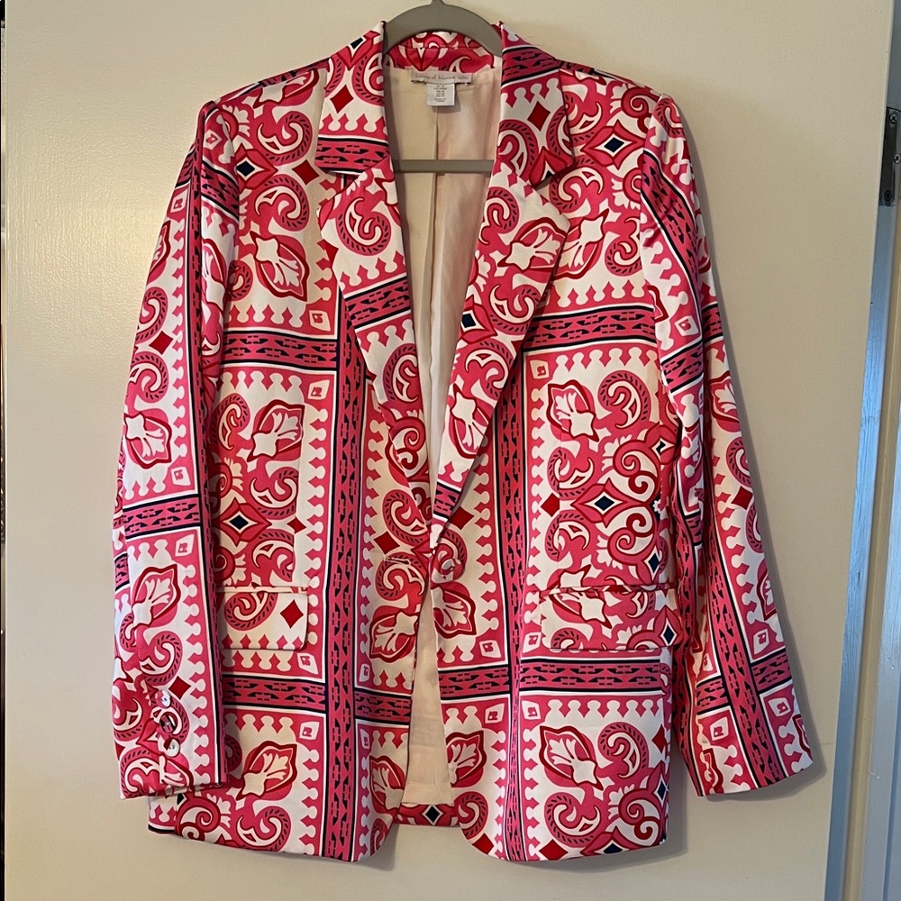 House of Harlow Women's Pink Patterned Single-Breasted Blazer